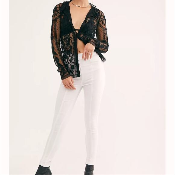 NEW Free People White Denim Feel Alright Front Seam High Waisted Skinny Jean - Picture 3 of 11